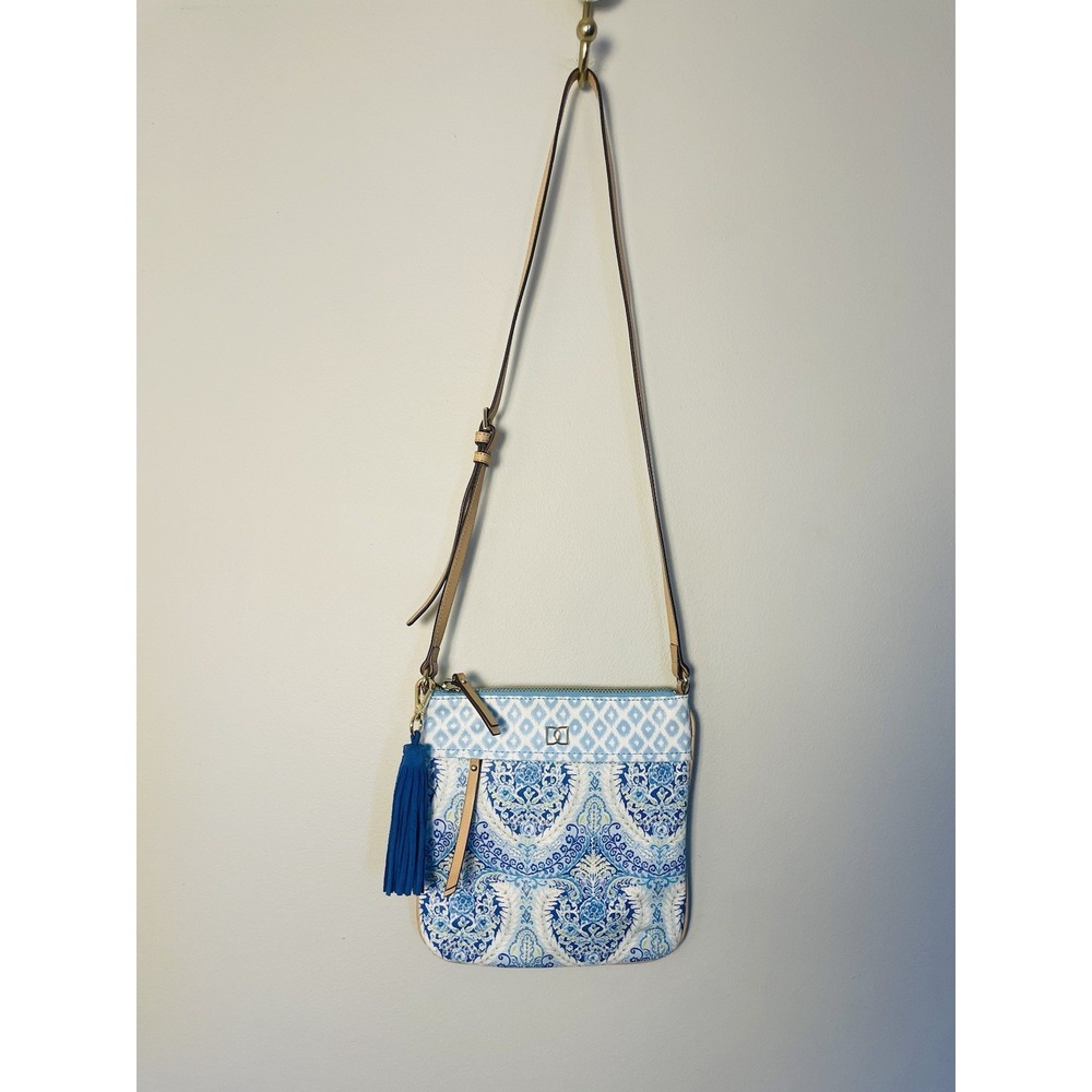 Dena Designs Blue/White Paisley 100% Cow Leather Purse.